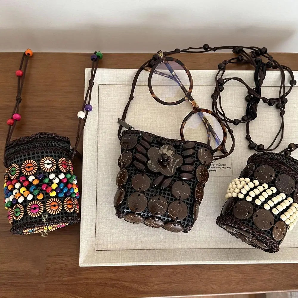 Soft TPU Ethnic Style Tote Bag | Large Capacity Handmade Weave Coconut Shell Bag Luxegan