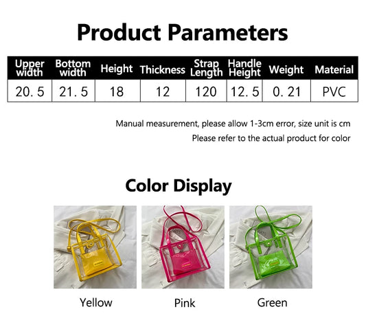 Trendy Stylish Transparent "Mother-Law" Tote Bag | Waterproof & Sandproof PVC Beach Bag | Fashionable Women’s Clear Shoulder Bag with Hasp Closure Luxegan