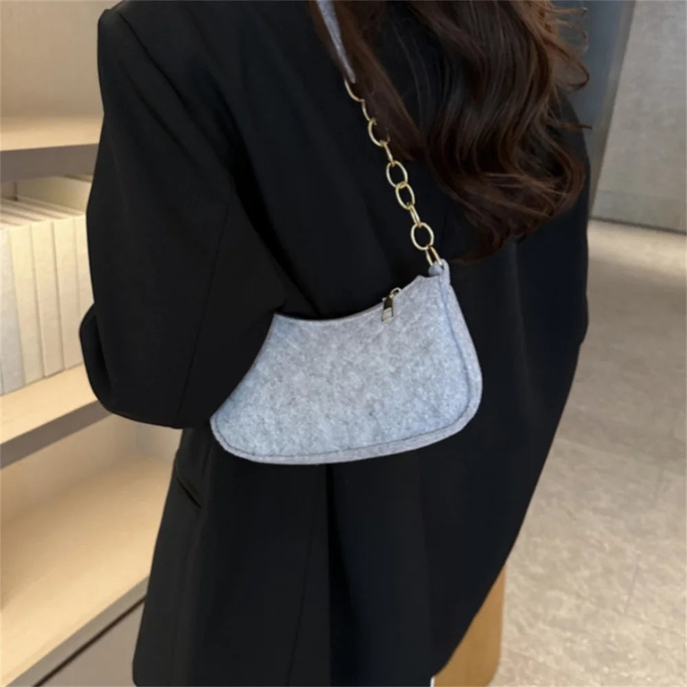 Nylon Mini Box Bag | Soft Felt Texture Solid Underarm Shoulder Bag Luxegan