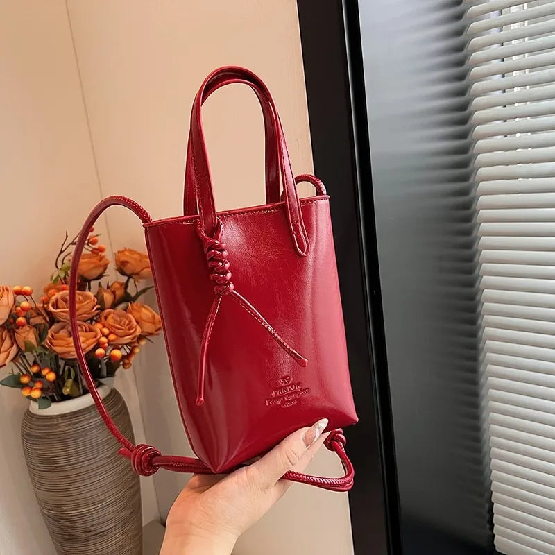 Leather Mini Crossbody Bag for Women | New Korean Fashion Luxury Shoulder Bag & Simple Retro Handbag Luxegan