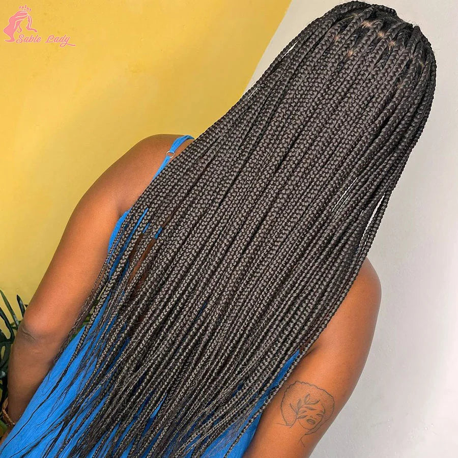 36 Inch Goddess Knotless Box Braids Cornrow Wig | 360 Full Lace