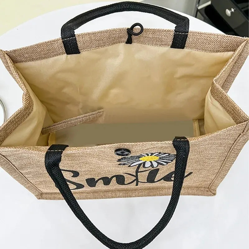 Faux Fur/Canvas Blend Tote | Soft Woven Hand-painted Letter Bag Luxegan