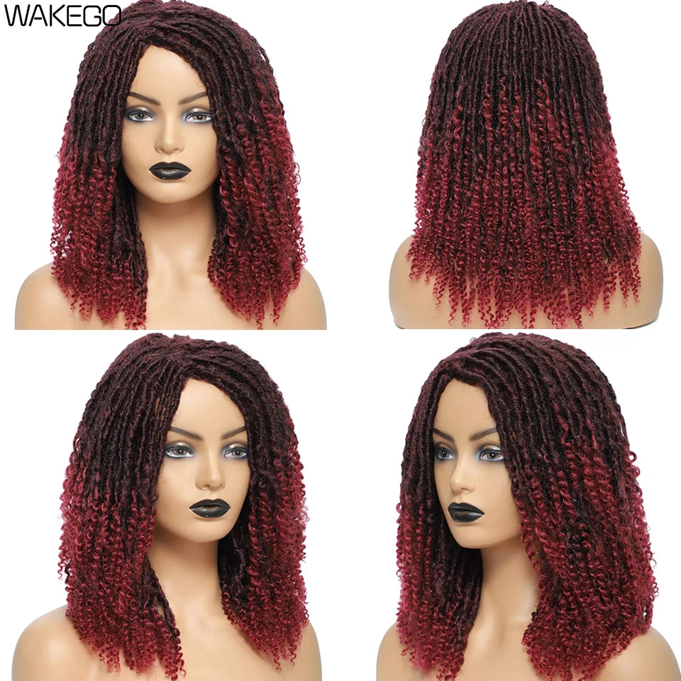 12 Inch Curly Faux Locs Dreadlock Wig | Machine or Headband Cap