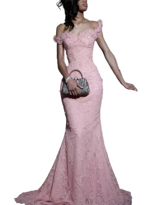 Bespoke Red South African Matric Dance Dress | Luxury Crystal Mermaid Evening Gown | Elegant O-Neck Full Sleeve Formal Party Dress | Premium Satin Lycra Trumpet Gown with Sweep Train Luxegan