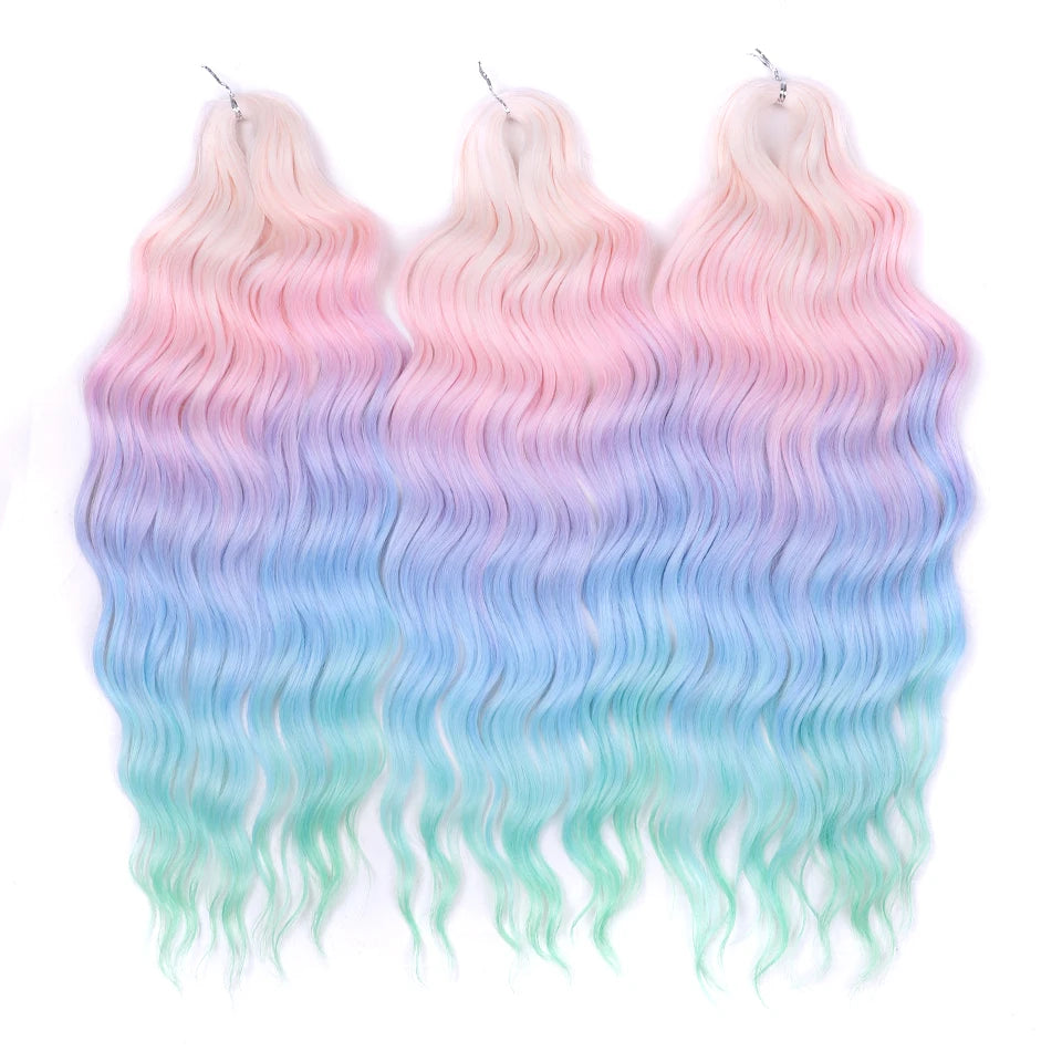 Synthetic Anna Curl Water Wave Crochet Braiding Hair – 24 Inch | 300g | 60 Strands | 88 Ombre & - view 42