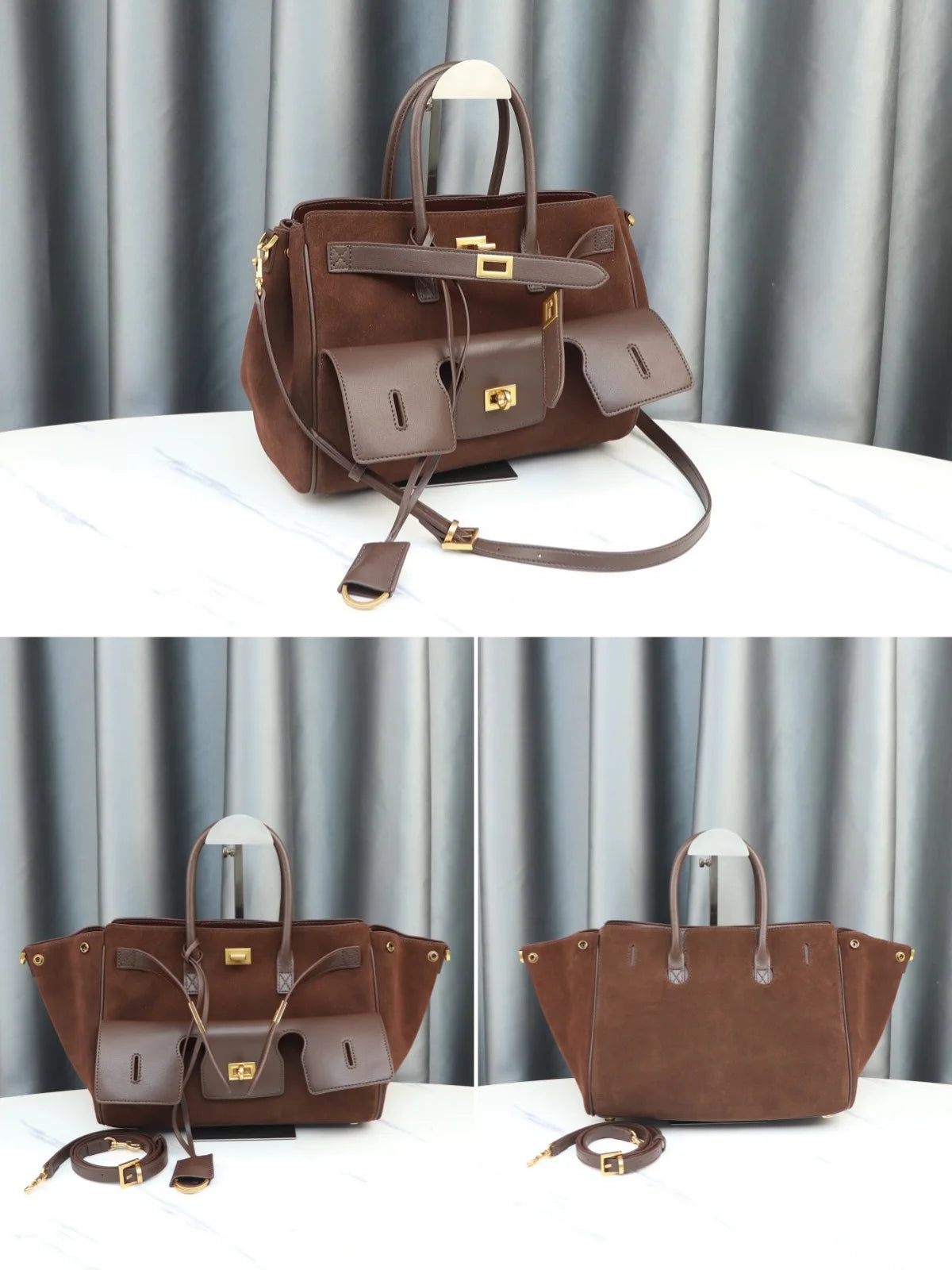 Premium Genuine Cowhide Leather Tote | Large-Capacity Neutral "Motorcycle Wing" Underarm Bag | Fashionable Genuine Leather Messenger for Ladies | Versatile Four-Seasons Casual Tote Luxegan
