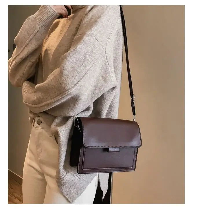 Classic Designer PU Leather Crossbody Bag for Women Travel Handle Handbag | Fashion Shoulder Messenger Bag Ladies Small Flap Bag Luxegan
