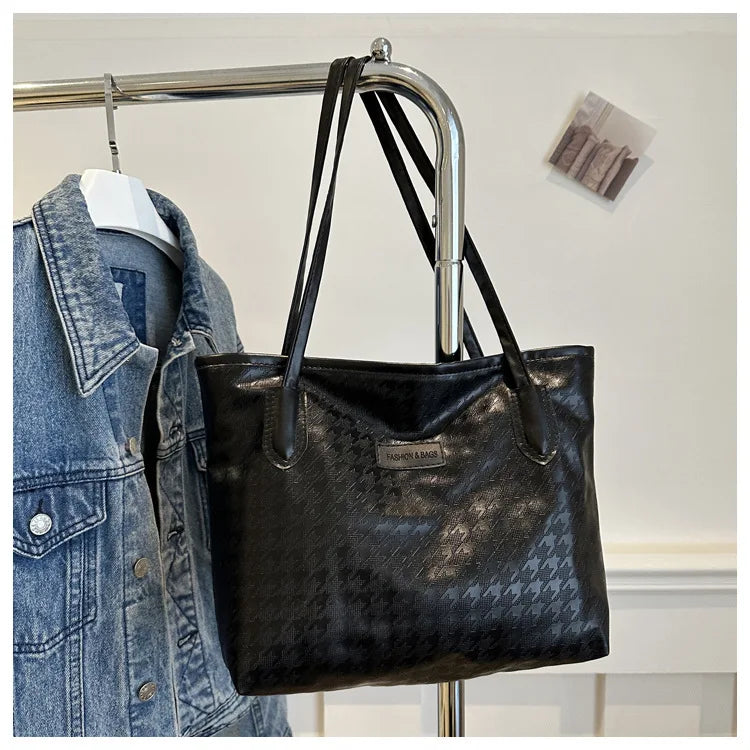 Retro Bag New Fashion Commuter Shoulder Bag | Large Capacity PU Leather Handbag (Casual Tote, Popular Gift, All Seasons)