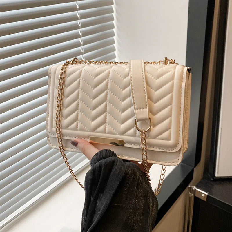 Fashion Striped Women's Shoulder Bag | Chain Strap Crossbody Bag Luxegan