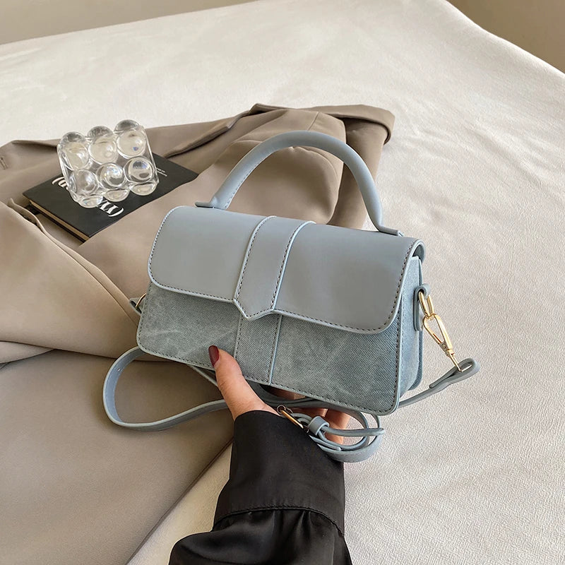 Vintage PU Leather Square Satchel | Solid Underarm & Crossbody Bag Luxegan