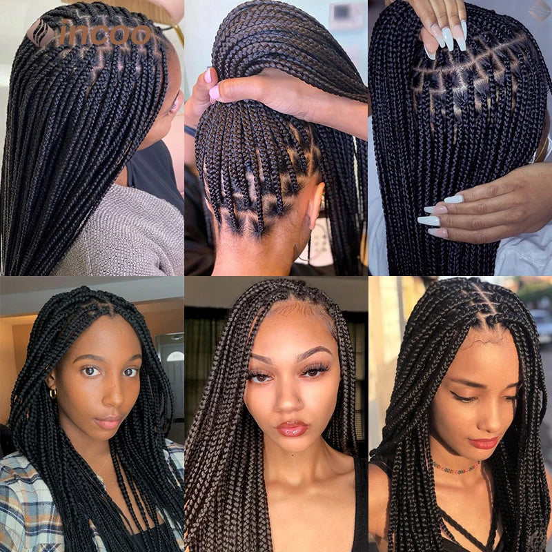 Knotless Box Braids Full Lace Wig | Cornrow Accents | Synthetic Braids | Black Women Luxegan