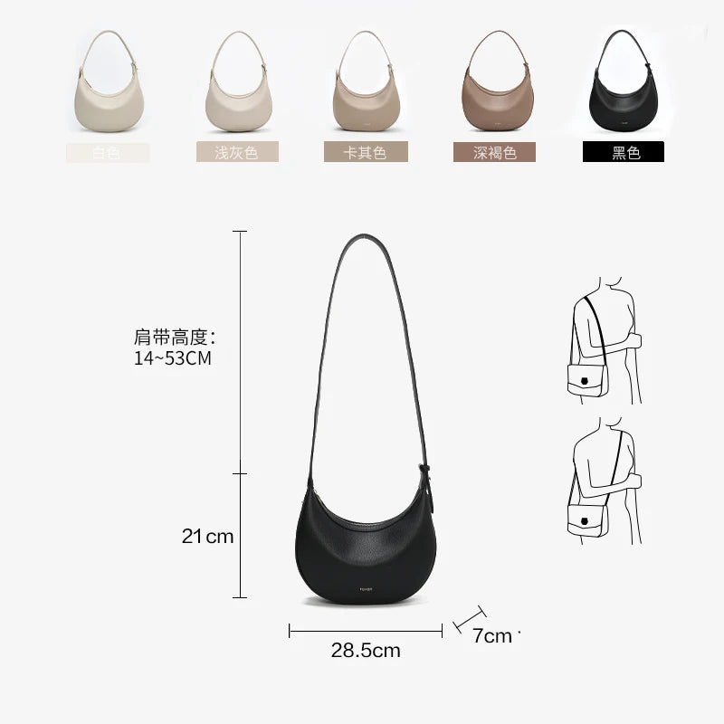 Women’s Fashion Crescent Underarm Bag | Small Winter Crossbody Handbag | Minimalist PU Leather Hobo Shoulder Bag — Perfect Gift for Wife (Model 901155F) Luxegan