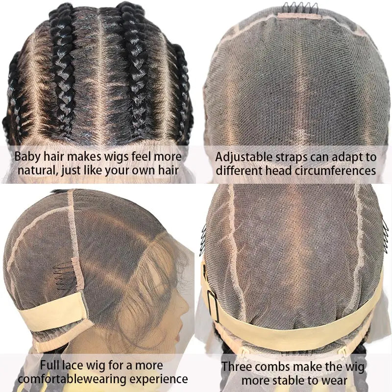 20-36 Inch Jumbo Box Cornrow Faux Locs Wig | Full Lace