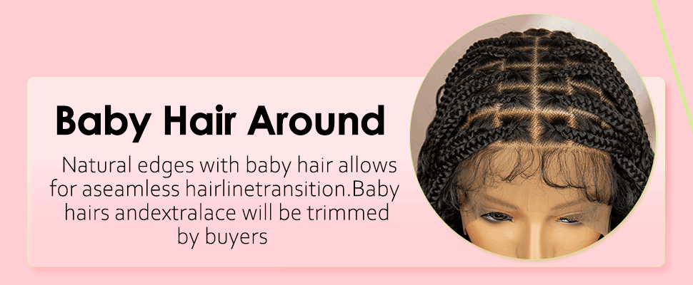 Synthetic Full Lace Bohemian Box Braided Wigs with Baby Hair Boho Box Braided Wigs Curly Hair Full Lace Front Wigs Luxegan