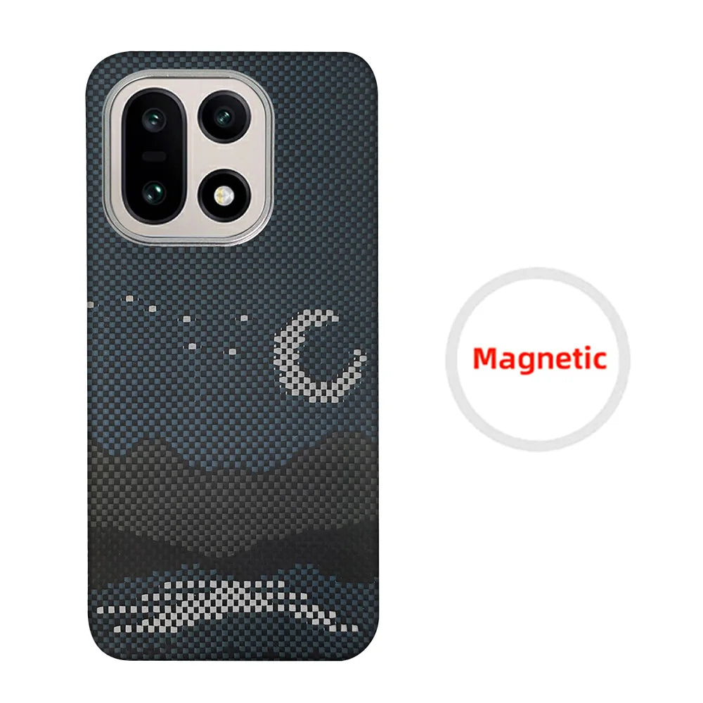 Para funda de teléfono OnePlus 15 de fibra de aramida Kevlar, carcasa dura de fibra de carbono ultradelgada y ligera, cubierta protectora magnética para negocios