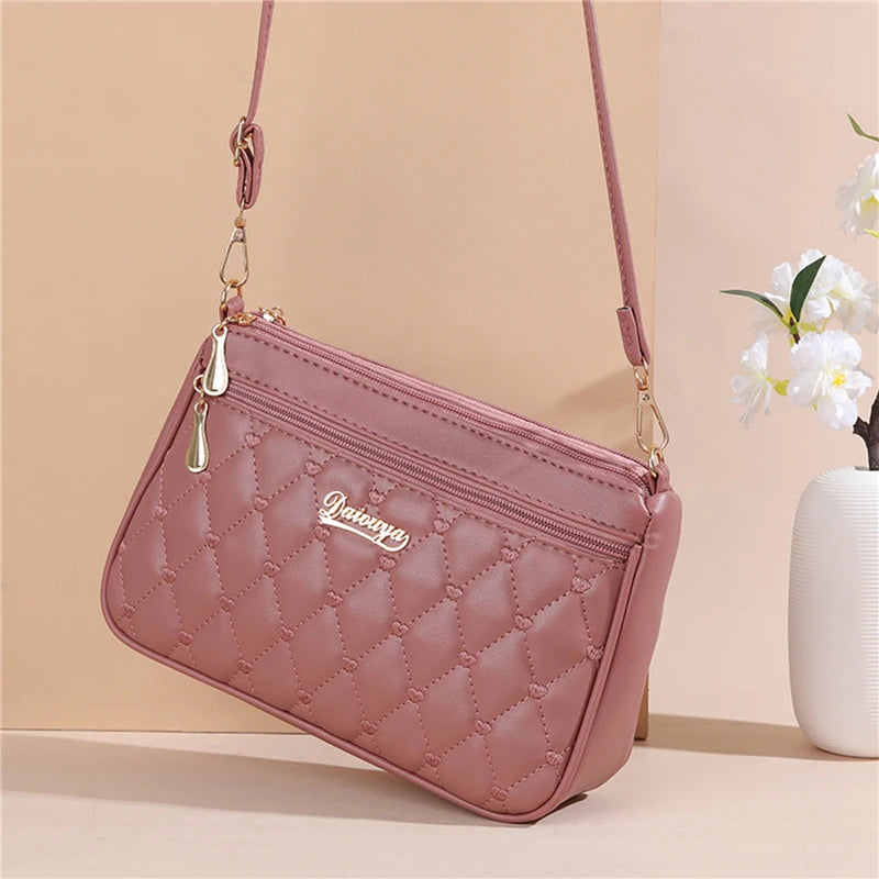 New Fashion Embroidery Thread Shoulder Bag | Sophisticated PU Leather Crossbody | Elegant Large-Capacity Small Purse | "Dignified" Soft Casual Tote for Versatile Daily Styling Luxegan