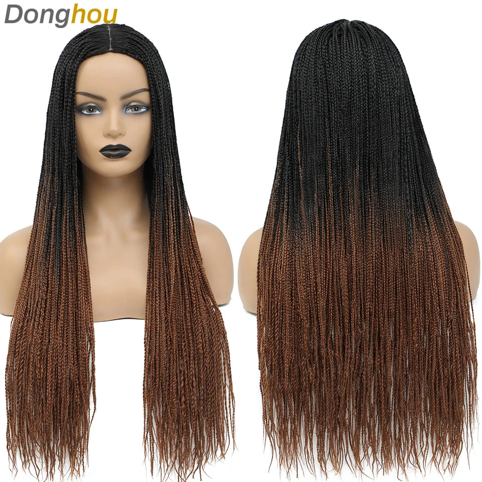 New Style Ombre Box Braided Wigs For Women Braided Wig Fake Scalp Wholesale Wigs Perruque Longue Synthétique Braiding Hair Wig Luxegan