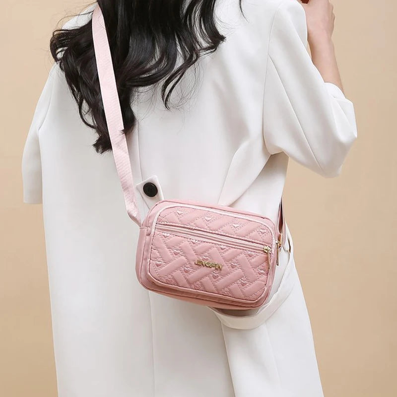 Middle-aged Women's Crossbody Bag | Multi-layer Embroidered Nylon Handbag Luxegan