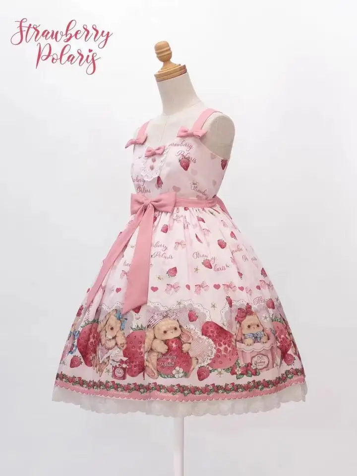 Falling Rabbit Berry Lolita Pink Cute SJK Dress Lolita Big Skirt Girls Birthday Show Cake Dress  birthday dress for women