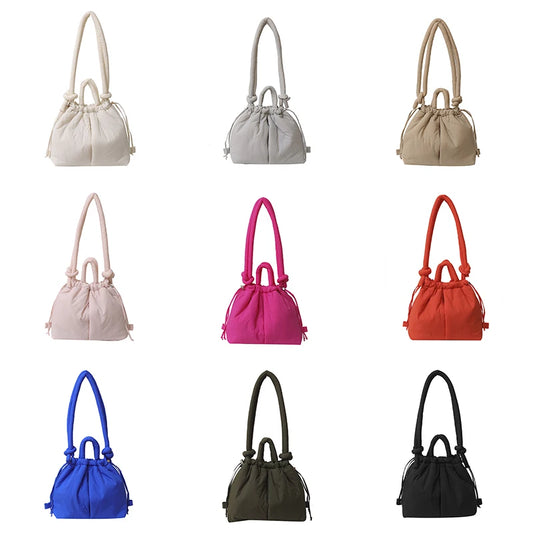 New Korean Fashion Fabric Shoulder Bag | Soft Dacron Crossbody Bag & Mini Underarm Tote Luxegan