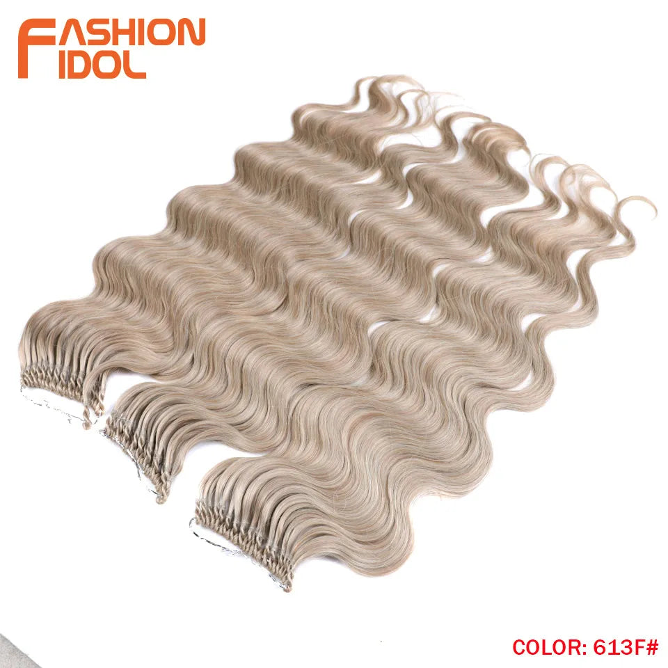 Fashion Idol Body Wave Crochet Hair - 22 Inch Soft Long Synthetic Goddess Braids - Natural Wavy Ombre 613 Blonde Hair Extensions - Luxegan