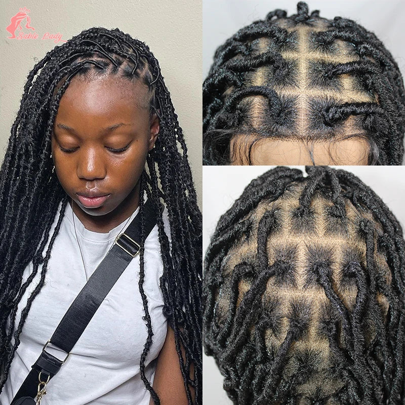 Long 40" Synthetic Knotless Braided Wigs Dreadlock Locs Braids Wigs for Black Women Twist Box Braids Full Lace Front Wig African Luxegan