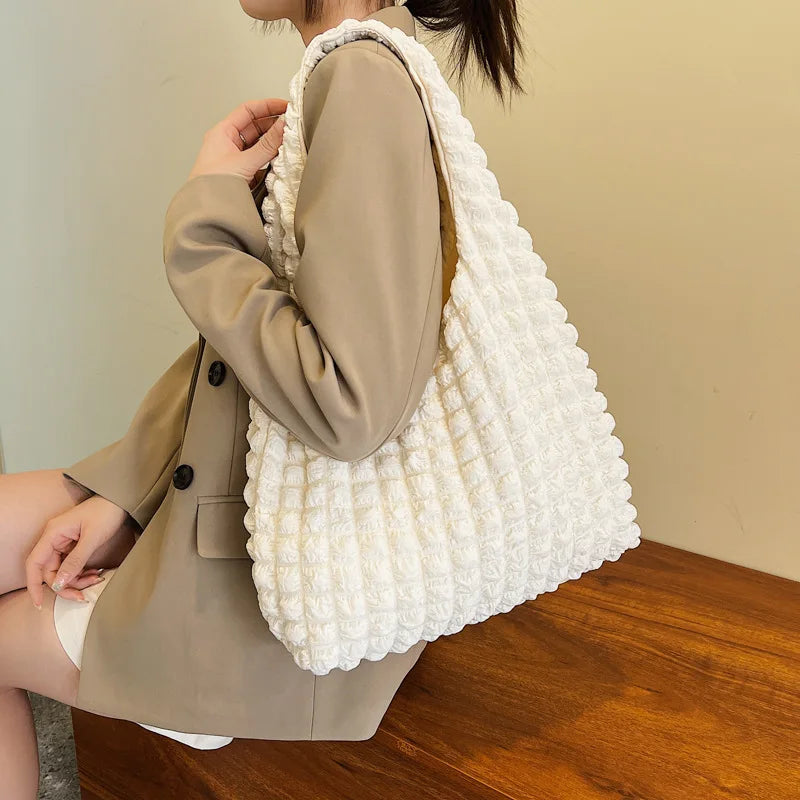 Soft Pleated Cloud Tote | Candy Color Large Capacity Shoulder Bag