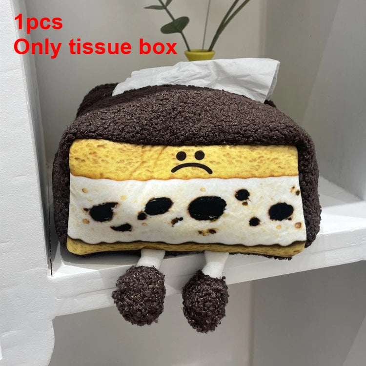 Cute Personalized Plush Tissue Box Cover | Creative Strawberry Kiwi Chocolate Cartoon Niche Desktop Storage Bag Luxegan