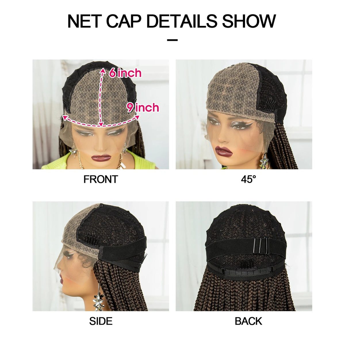 Synthetic Braided Wig Synthetic Hair Lace Front Wigs Box Braided Wigs for Black Women 36 Inches Micro Braids Wigs with Baby Hair Luxegan