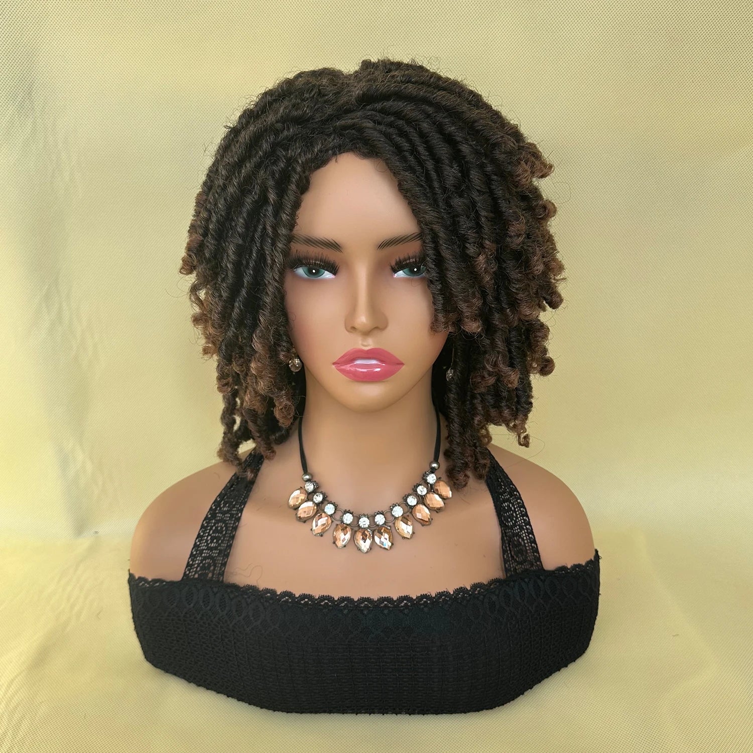 Afro Bob Faux Locs Wig | Crochet Twist Braids | Short Dreadlocks Wig | Synthetic Braided Wig