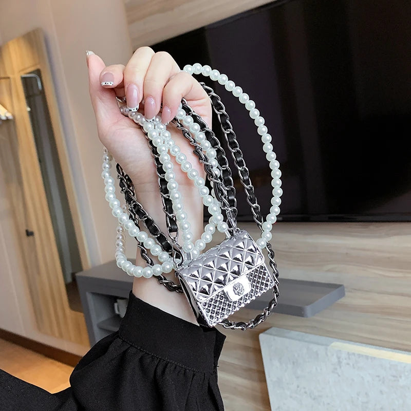 Fashionable Metal Shoulder Bags for Women | High Quality Crossbody Bag & Designer Clothing Accessories (Satchel Cute Mini Diamond Bag)