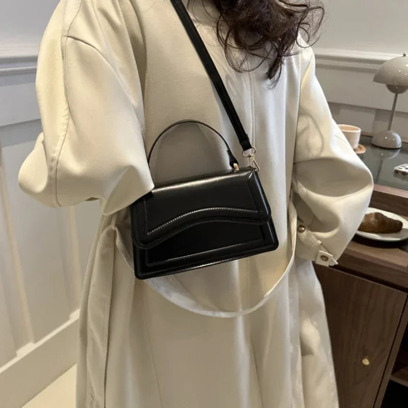 High-Quality PU Leather Handbag Purse | Sophisticated Solid Color Shoulder Bag | Elegant Lady Messenger & Small Tote | Fashion-Forward Square Crossbody for Women and Girls Luxegan