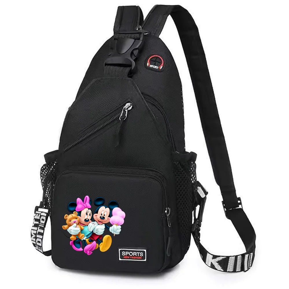 Mickey Minnie Mouse Cartoon Shoulder Bag | Unisex Multi-functional Oxford Fabric Backpack & Casual Chest Business Travel Pack Luxegan