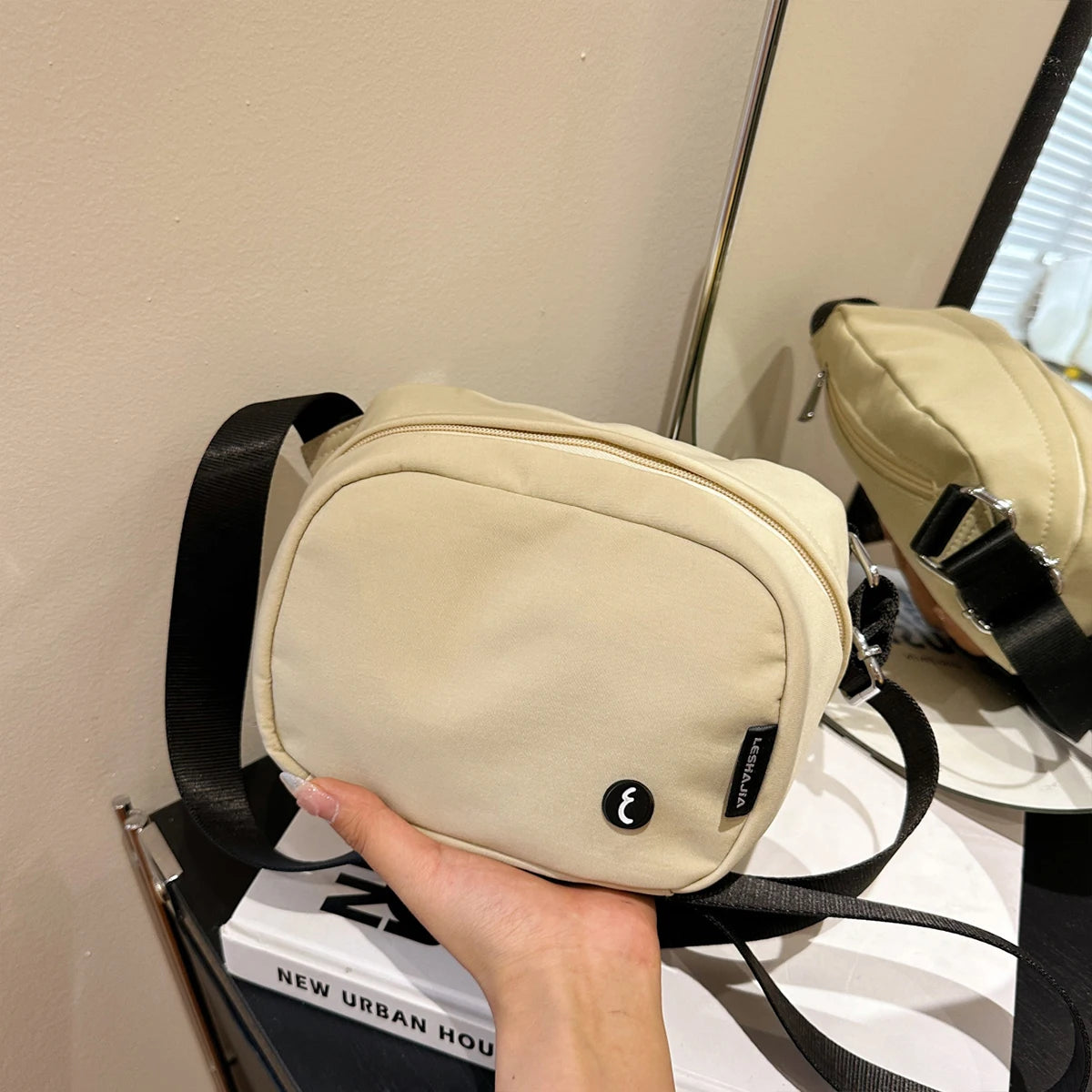 Nylon Solid Box Bag | Soft Mini Multi-Compartment Crossbody Phone Bag Luxegan