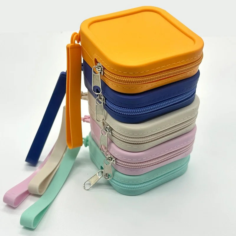 Unisex Candy Color Silicone Organizer Wallet | Waterproof Zipper Coin Purse, Earphone Bag & Portable Small Item Pouch (Normcore Style) Luxegan