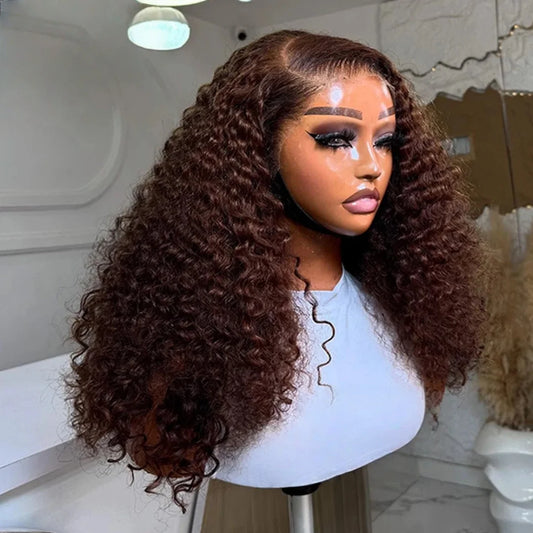 26-Inch Soft Dark Brown Kinky Curly Lace Wig | Sophisticated 180% Density Frontal | Elegant "High-Temperature Fiber" Silhouette | "Dignified" Pre-Plucked Natural Hairline with Baby Hair for Radiant Versatile Styling Luxegan