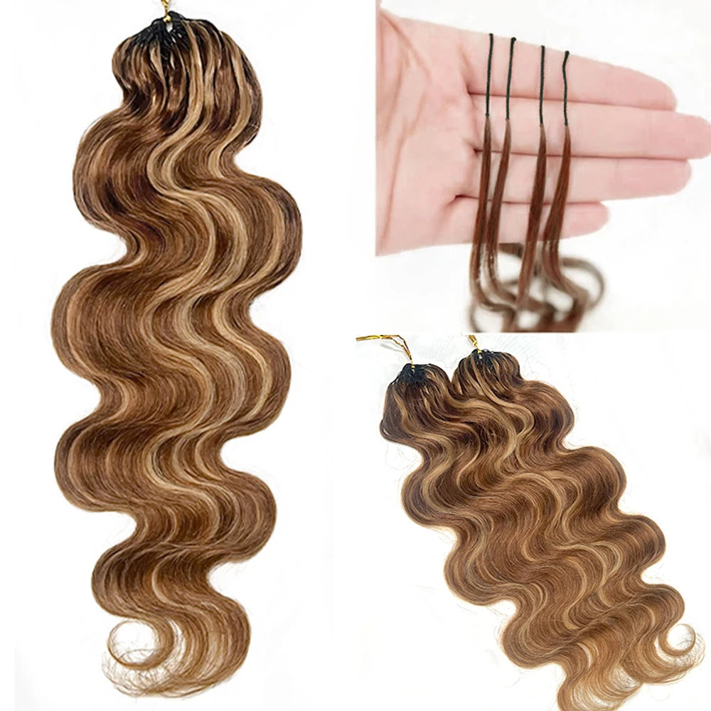 Highlight P427 Body Wave Feather Crochet Human Hair – Double Drawn Miracle Knots Boho Braids - view 3