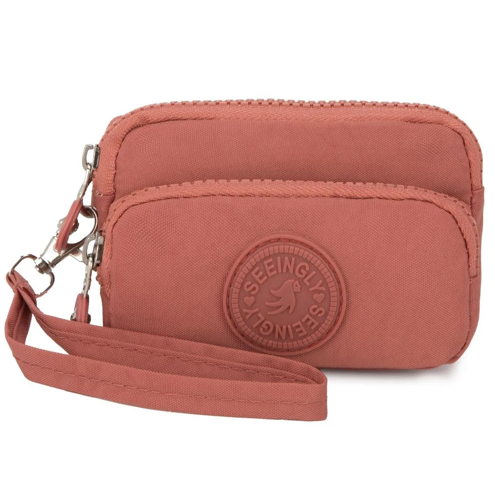 New Waterproof Coin Purse with Key Ring | Solid Color Card Holder & Large Capacity Wear-Resistant Handbag (Unisex Storage Bag) Luxegan