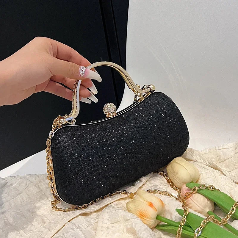 Elegant Chain Evening Dinner Bag | Vintage Shell Shoulder Bag for Women | Fashionable Top-Handle Satchel | Chic PU Leather Underarm Crossbody Bag Luxegan