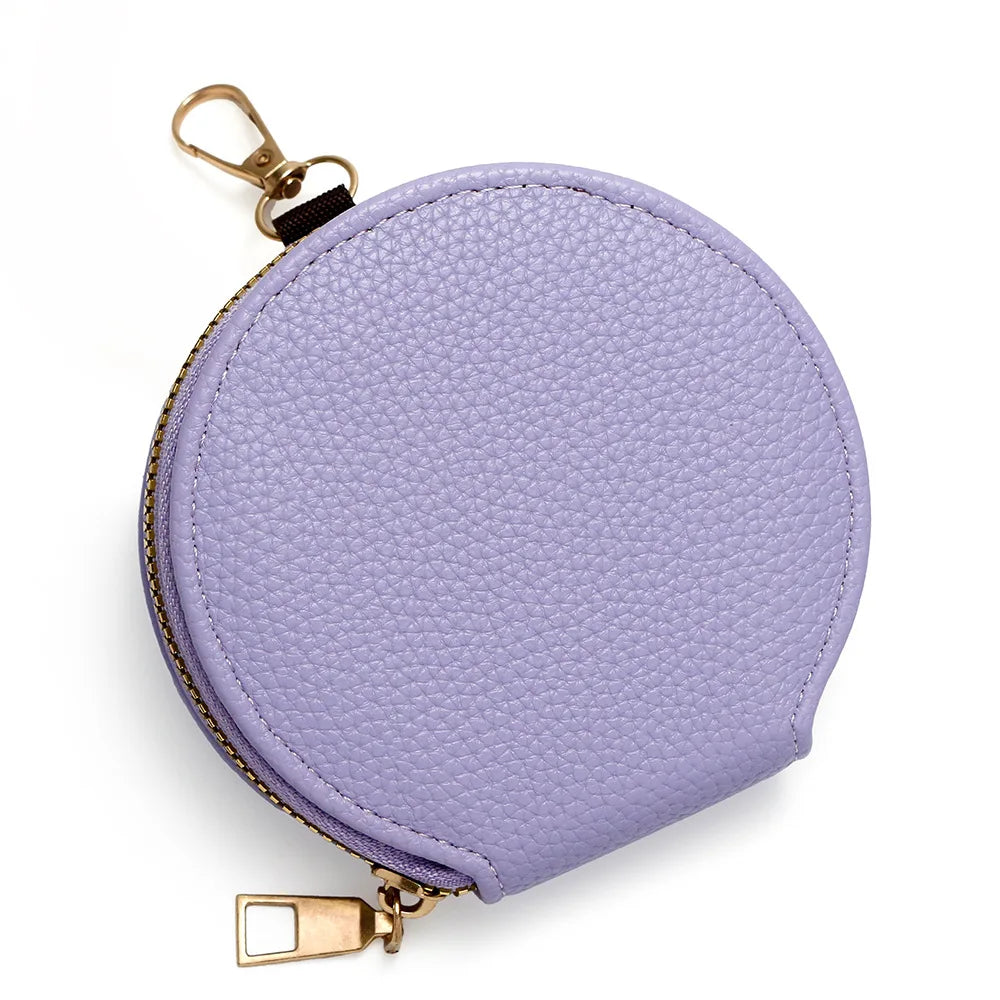 Fashion Candy Color Circular Zipper Coin Purse | Small PU Wallet, Headphone & Key Bag, Student Card Holder (Unisex) Luxegan