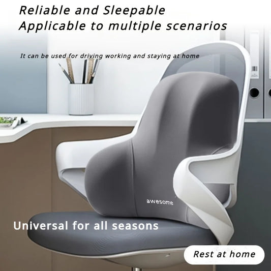 2-in-1 Memory Foam Seat and Lumbar Cushion Set | Sophisticated "Back Pain Relief" Silhouette | Elegant Office and Car Support Pillow | "Dignified" High-Performance Massage Feature Set for Radiant Versatile Styling Luxegan