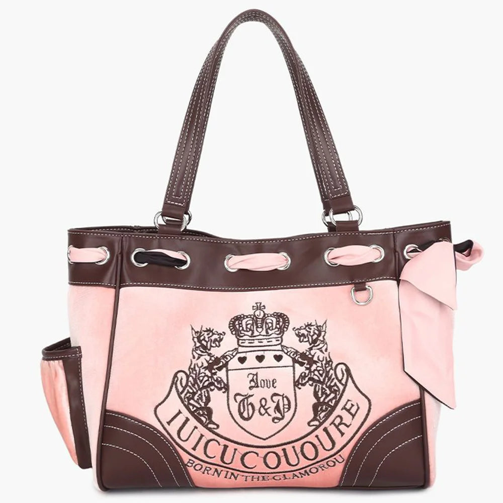 Women’s Blue & Pink Top-Handle Boston Bag | Large Capacity Y2K Denim-Look Handbag | Designer Multi-Pocket Crossbody Bag | Trendy Tie-Dye Patchwork Bowling Bag (Model S142) Luxegan