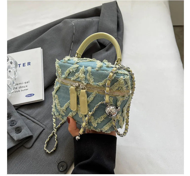 Fashion Denim Single Shoulder Bag | Women's Soft Chain Crossbody Handbag and Purse Luxegan