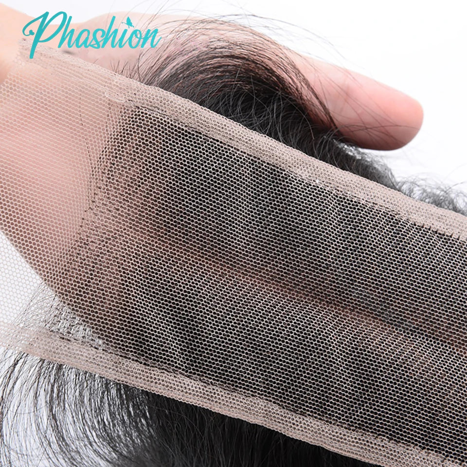 Phashion 2/3 Remy Straight Human Hair Bundles With 2X6 Transparent Lace Closure Brazilian Weave Pre Plucked For Black Women 10A