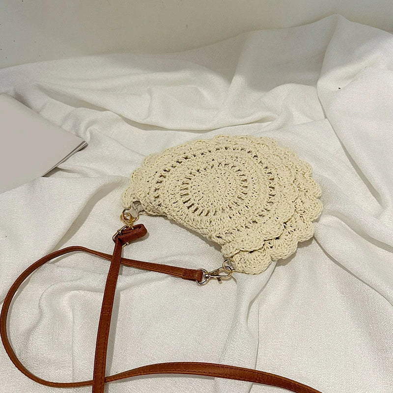 Vintage Woven Handbag | Round Summer Beach Bag & Crossbody Bag Luxegan