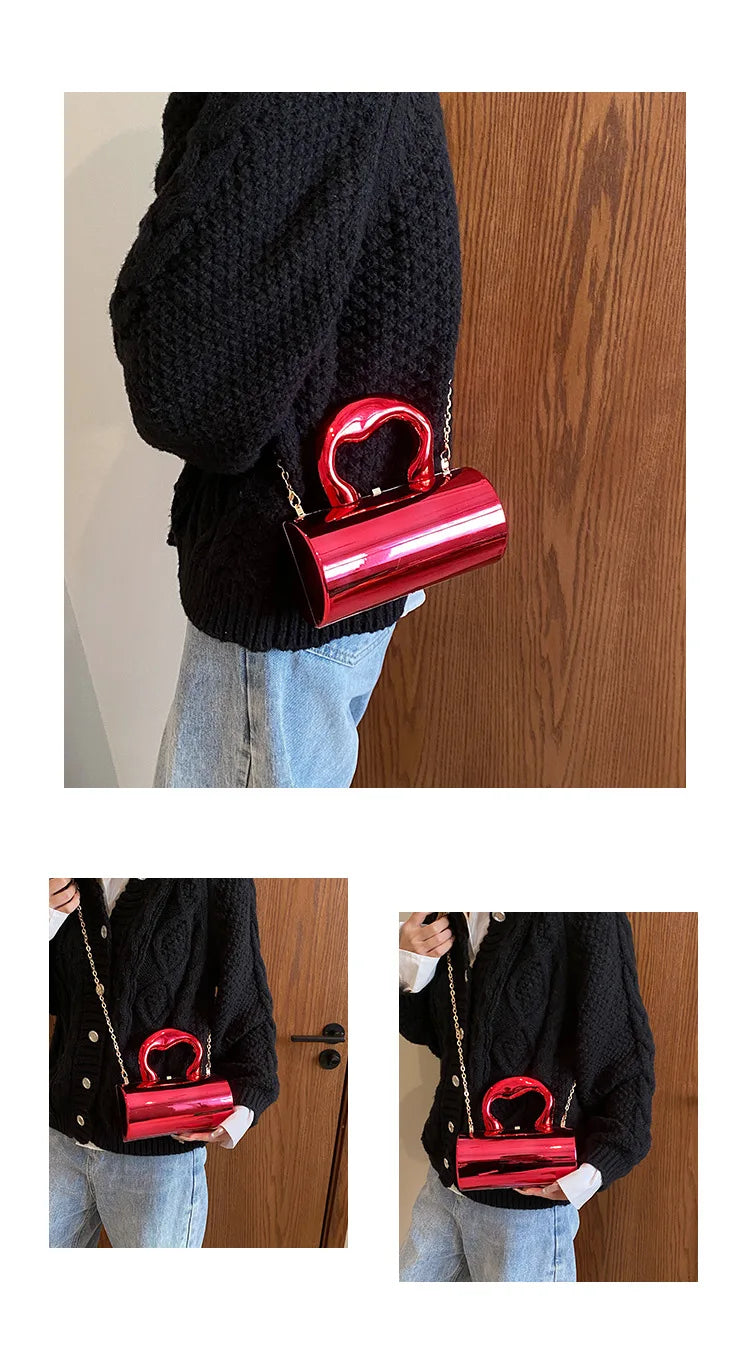 Fashion Cylinder Mini Evening Purse | Gold Box Clutch Shoulder Crossbody Bag for Women's Party Clutches Luxegan