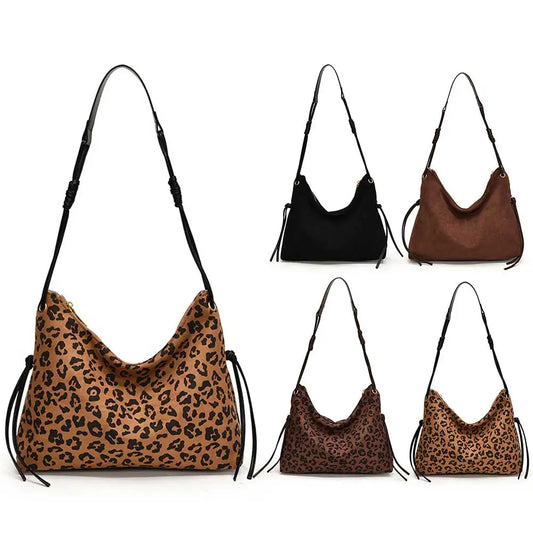 Women’s Elegant Suede Shoulder Bag | Adjustable Strap Retro Messenger Bag | High-Quality PU Leather & Suede Trendy Handbag | Versatile Casual Tote for Work and Travel Luxegan