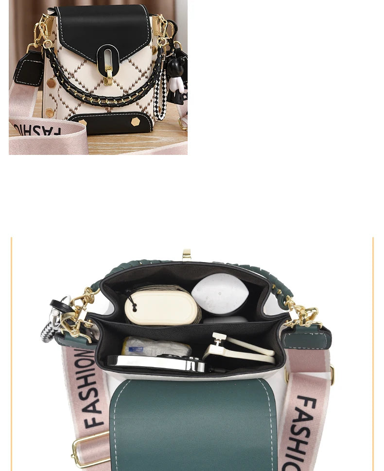 Mini Studded Decor Crossbody Bag | Argyle Embroidery Mobile Phone Purse & Trendy Chain Handbag for Women Luxegan