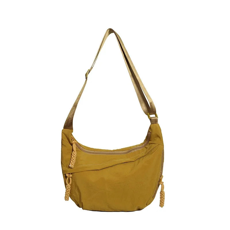 Solid Color Trendy Single Shoulder Bag | Women's Daily Casual Simple Dumpling Bag Versatile Canvas Bag Luxegan