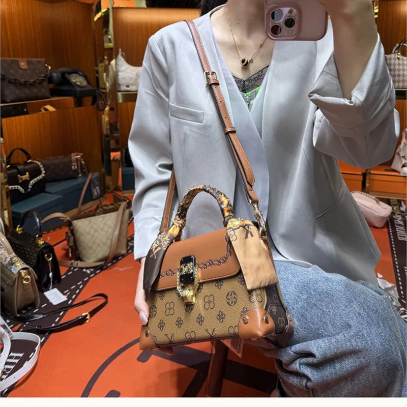 New Autumn/Winter Luxury Designer Handbag | Fashionable High-End Shoulder & Crossbody Bag | PVC Letter Pattern Satchel with Double Security Closure Luxegan